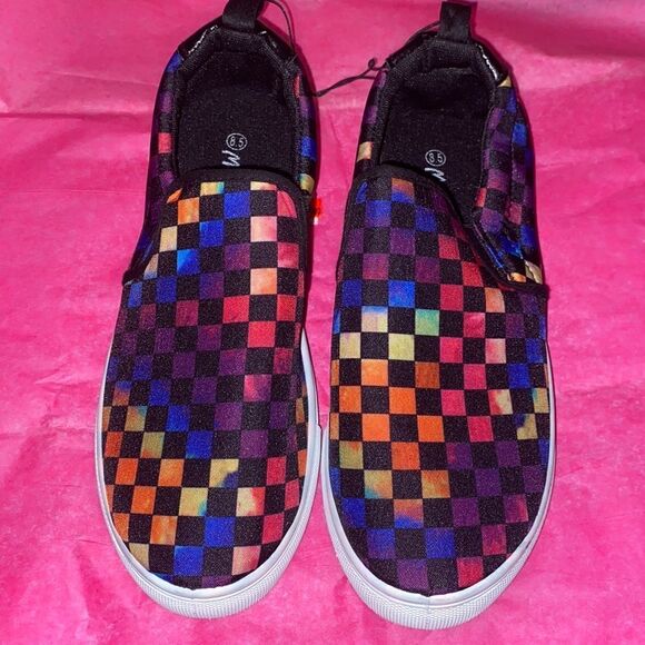 Rainbow Checkered Slip Ons - Picture 1 of 5